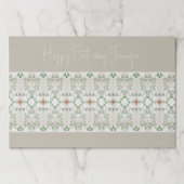 白灰色のフローラ設計紙ランチョンマット ペーパーパッド (正面)