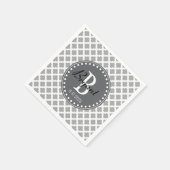 白灰色のモノグラムナプキン スタンダードカクテルナプキン (角)