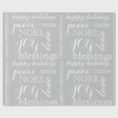 白灰色のワードアートクリスマスラッピング紙 ラッピングペーパー (フラット)