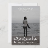 白灰色の卒業写真のお知らせ 案内状 (正面)