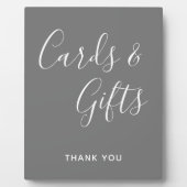 白灰色の書エレガント道カードとギフト フォトプラーク (正面)