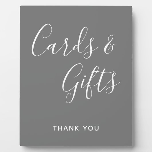 白灰色の書エレガント道カードとギフト フォトプラーク (正面)