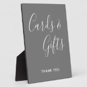 白灰色の書エレガント道カードとギフト フォトプラーク (側面)