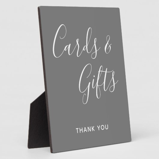 白灰色の書エレガント道カードとギフト フォトプラーク (側面)