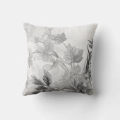 白灰色の植物学エレガントフローラ クッション (裏面)