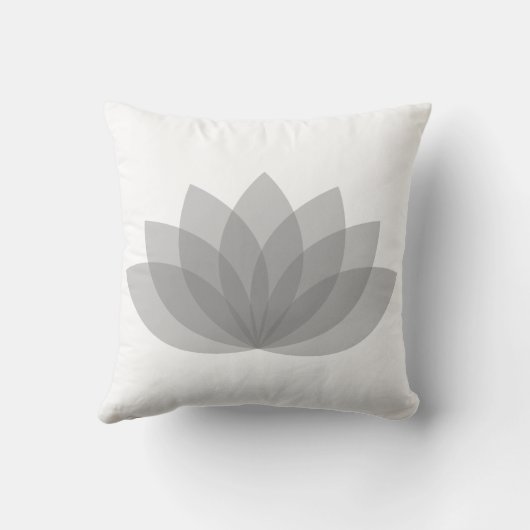 白灰色の蓮の花枕 クッション (裏面)