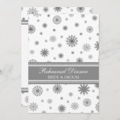 白灰色の雪の冬のリハーサルディナーパーティー 招待状 (正面/裏面)