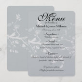 白灰色の鳥の枝結婚のメニュー メニュー (正面/裏面)