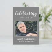 白灰色エレガントの葬儀祈りの言葉カード（写真付） エンクロージャーカード (スタンド正面)