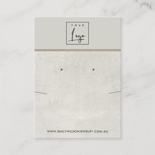 白灰色コンクリートのネックレスイヤリングディスプレイ 名刺 (正面)