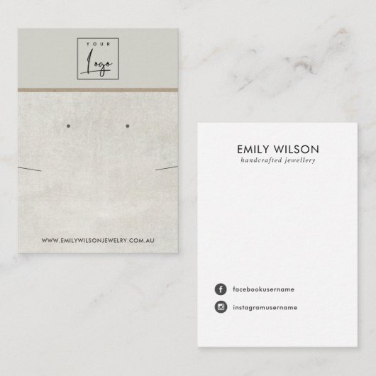 白灰色コンクリートのネックレスイヤリングディスプレイ 名刺 (正面/裏面)