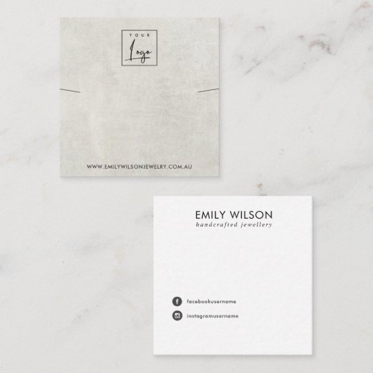 白灰色コンクリートのネックレスブレスレットディスプレイ スクエア名刺 (正面/裏面)