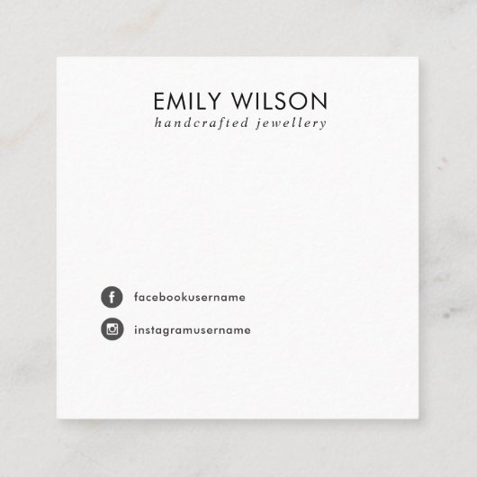 白灰色コンクリートのネックレスブレスレットディスプレイ スクエア名刺 (裏面)