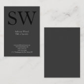 白灰色モダン黒モノグラム 名刺 (正面/裏面)