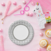 白灰色モダン ペーパープレート (パーティー)