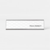 白灰色モノグラムシンプルパタモダンーン デスクネームプレート (正面)