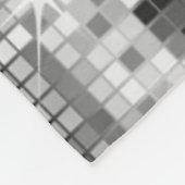 白灰色レトロディスコボールグリッターモノグラム フリースブランケット (角)