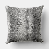 白灰色レトロディスコボールグリッター2 クッション (裏面)