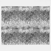 白灰色レトロディスコボールグリッター2 フリースブランケット (正面(横))