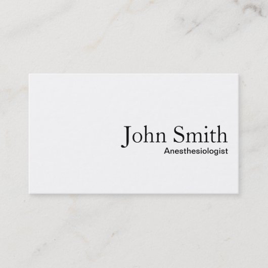 白無地麻酔科医ビジネスカード 名刺 (正面)