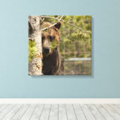 白熊のぞき撮りキャンバスプリント キャンバスプリント (インサイチュ (ウッドフロア))