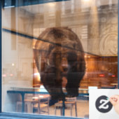 白熊の窓が引っかかる ウィンドウサイン (カフェ窓)