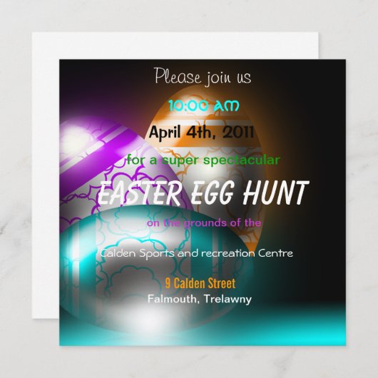 白熱イースターエッグのイースターエッグの狩りの招待状 招待状 (正面/裏面)