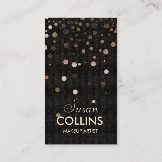 白熱グリッターの輝きの金ゴールドのメーキャップアーティストのファッション 名刺 (正面)