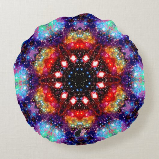 白熱光の星のカライド丸い枕 ラウンドクッション (裏面)