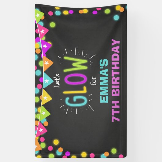 白熱誕生日の旗のディスコパーティーのネオンレーザーのラベル 横断幕 (縦)