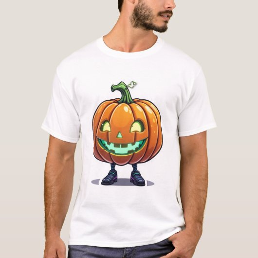 白熱［赤熱］光を放つおもしろいハロウィーンジャック – O' – ランタン Tシャツ (正面)