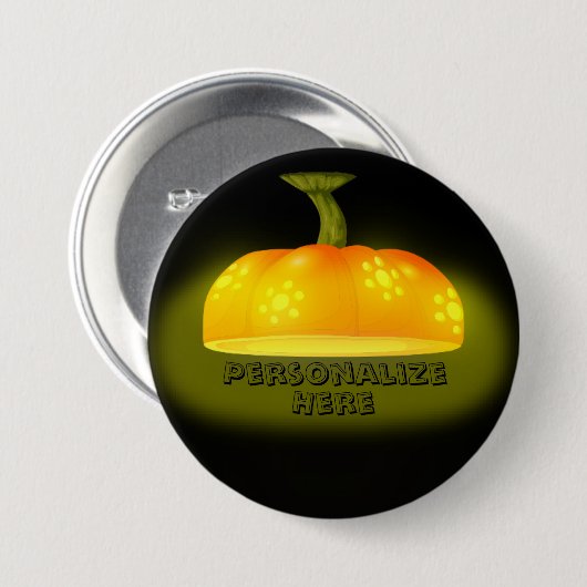 白熱［赤熱］光を放つかぼちゃ秋ユニークかわいい秋 缶バッジ (正面&裏面)