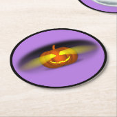 白熱［赤熱］光を放つかぼちゃ ラウンドペーパーコースター (アングル)