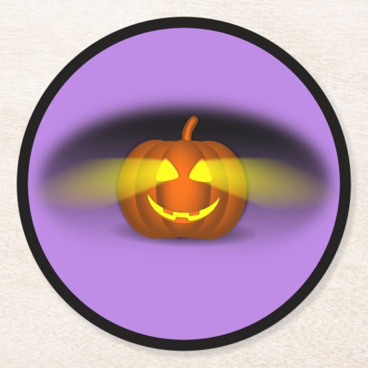 白熱［赤熱］光を放つかぼちゃ ラウンドペーパーコースター (正面)