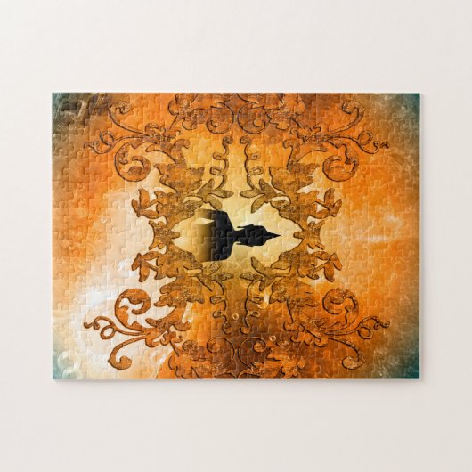 白熱［赤熱］光を放つで神秘的なライトとの日没の仏 ジグソーパズル (横)