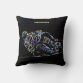 白熱［赤熱］光を放つなオートバイのライダーの円の競争のスケッチ クッション (裏面)