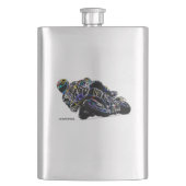 白熱［赤熱］光を放つなオートバイのライダーの円の競争のスケッチ フラスク (正面)