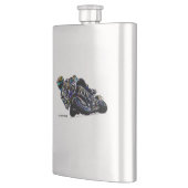 白熱［赤熱］光を放つなオートバイのライダーの円の競争のスケッチ フラスク (左)