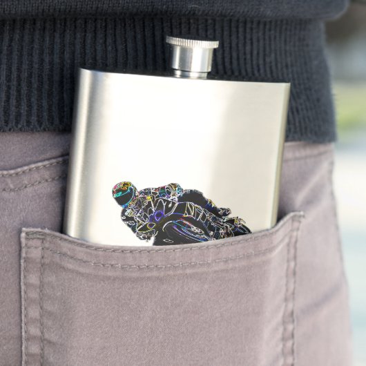 白熱［赤熱］光を放つなオートバイのライダーの円の競争のスケッチ フラスク (インサイチュ)