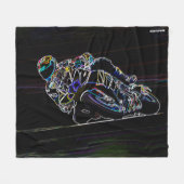 白熱［赤熱］光を放つなオートバイのライダーの円の競争のスケッチ フリースブランケット (正面(横))