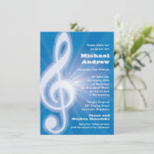 白熱［赤熱］光を放つなト音記号のバーこうもり（ユダヤ教の）バル・ミツバー 招待状 (スタンド正面)