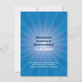 白熱［赤熱］光を放つなト音記号のバーこうもり（ユダヤ教の）バル・ミツバー 招待状 (裏面)