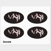 白熱［赤熱］光を放つなドラゴン 楕円形シール (シート)