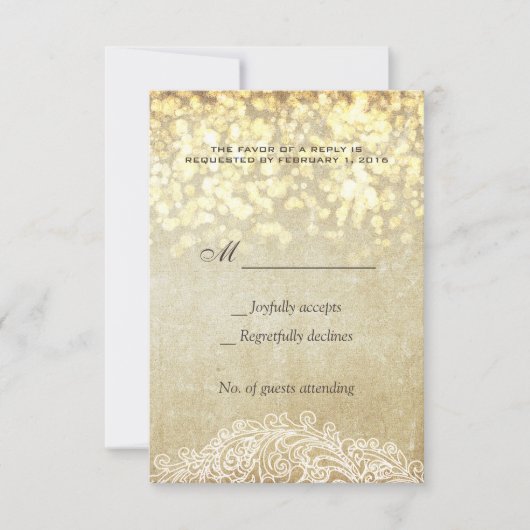 白熱［赤熱］光を放つなライトバーラップ及びレースの国の上品 出欠カード (正面)