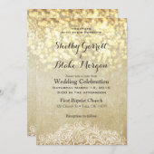 白熱［赤熱］光を放つなライトバーラップ及びレースの国の上品 招待状 (正面/裏面)