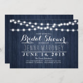 白熱［赤熱］光を放つなライト青の背部ブライダルシャワーの一連 招待状 (正面/裏面)