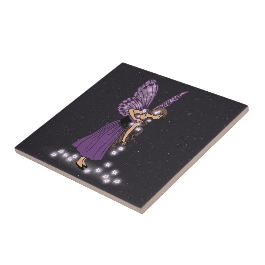 白熱［赤熱］光を放つな星によってはかわいらしい紫色の妖精の女の子が開花します タイル (側面)