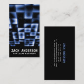 白熱［赤熱］光を放つな正方形のモザイク-青 名刺 (正面/裏面)