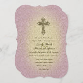 白熱［赤熱］光を放つな蘭のカトリック教の十字の結婚式招待状 招待状 (正面/裏面)