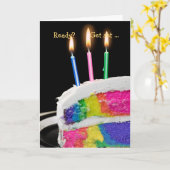 白熱［赤熱］光を放つな虹のお誕生日ケーキ カード (黄色い花)